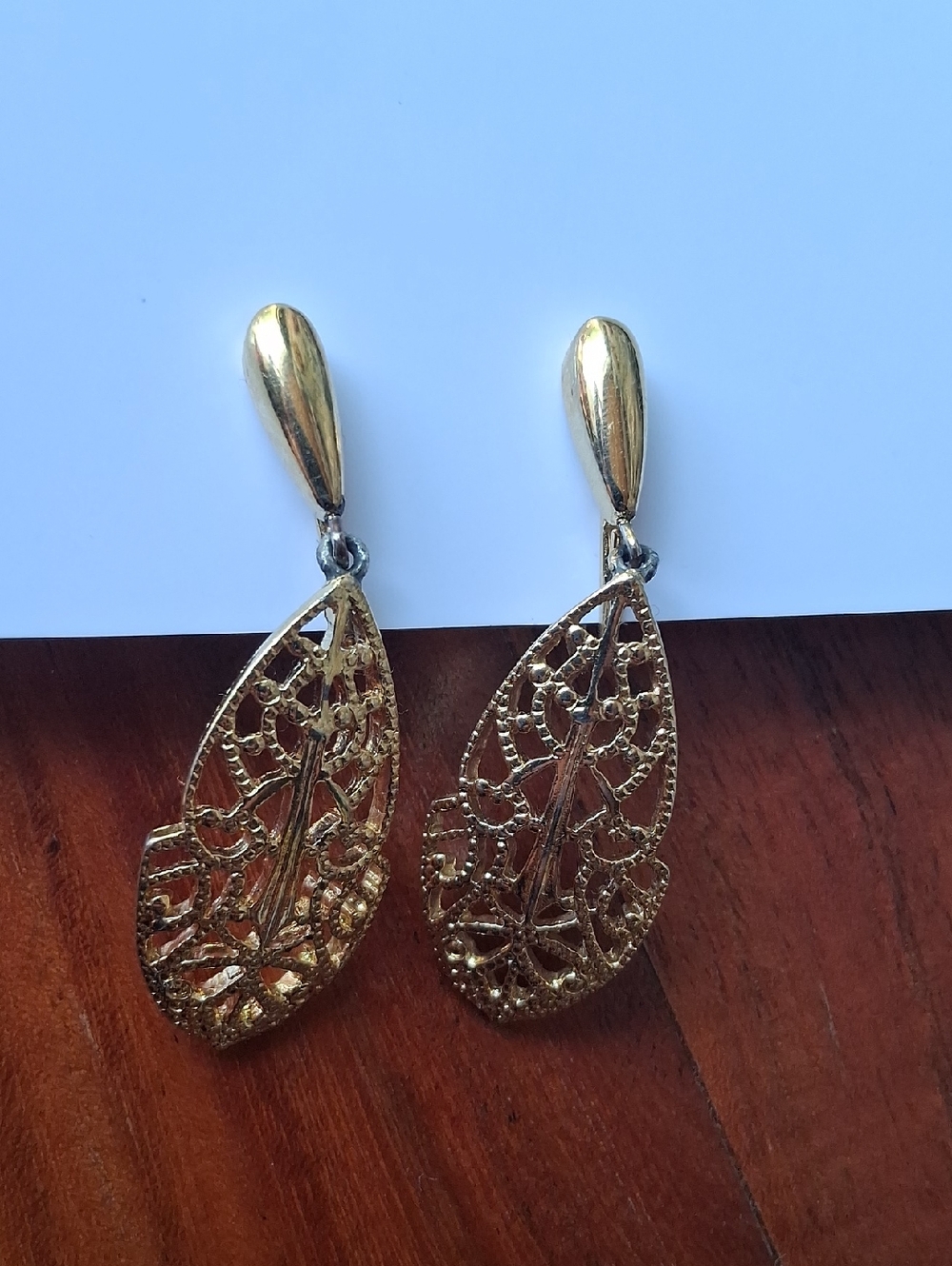 Trifari Vintage Teardrop Dangle Earrings - Picture 4 of 11